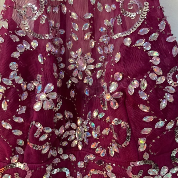 Rhinestone Sequin Party Purple Crop Halter Top Size 5/6 - Picture 4 of 10